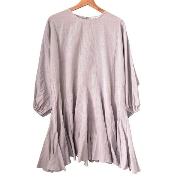 Aura A line Striped Long Sleeve Pleated Mini Dress in Size Small - Picture 4 of 11